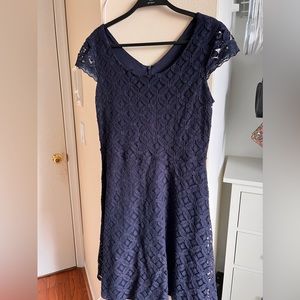 AB Studio Blue Lace Midi Dress